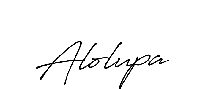 Use a signature maker to create a handwritten signature online. With this signature software, you can design (Antro_Vectra_Bolder) your own signature for name Alolupa. Alolupa signature style 7 images and pictures png