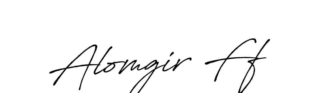 Use a signature maker to create a handwritten signature online. With this signature software, you can design (Antro_Vectra_Bolder) your own signature for name Alomgir Ff. Alomgir Ff signature style 7 images and pictures png