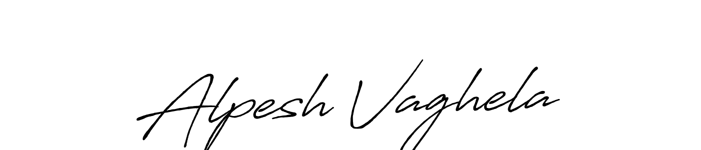 Create a beautiful signature design for name Alpesh Vaghela. With this signature (Antro_Vectra_Bolder) fonts, you can make a handwritten signature for free. Alpesh Vaghela signature style 7 images and pictures png