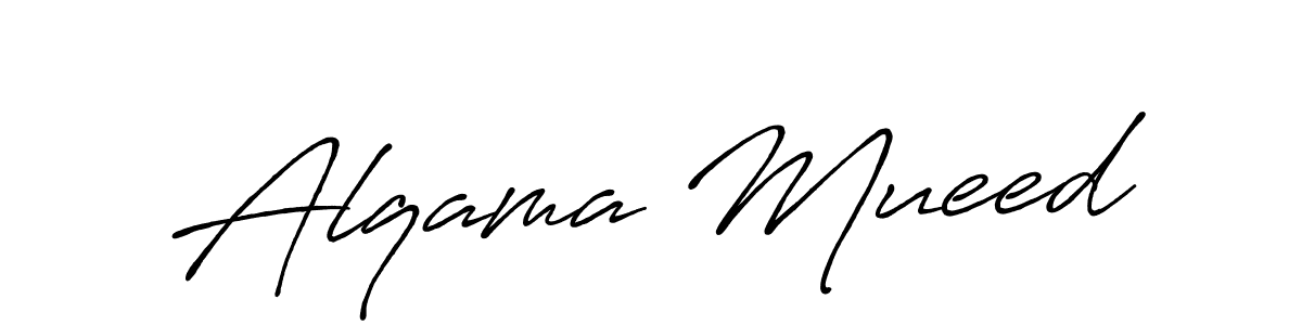 Also we have Alqama Mueed name is the best signature style. Create professional handwritten signature collection using Antro_Vectra_Bolder autograph style. Alqama Mueed signature style 7 images and pictures png