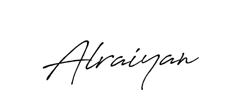 Use a signature maker to create a handwritten signature online. With this signature software, you can design (Antro_Vectra_Bolder) your own signature for name Alraiyan. Alraiyan signature style 7 images and pictures png
