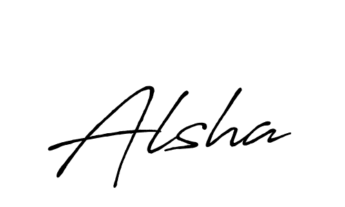 Create a beautiful signature design for name Alsha. With this signature (Antro_Vectra_Bolder) fonts, you can make a handwritten signature for free. Alsha signature style 7 images and pictures png