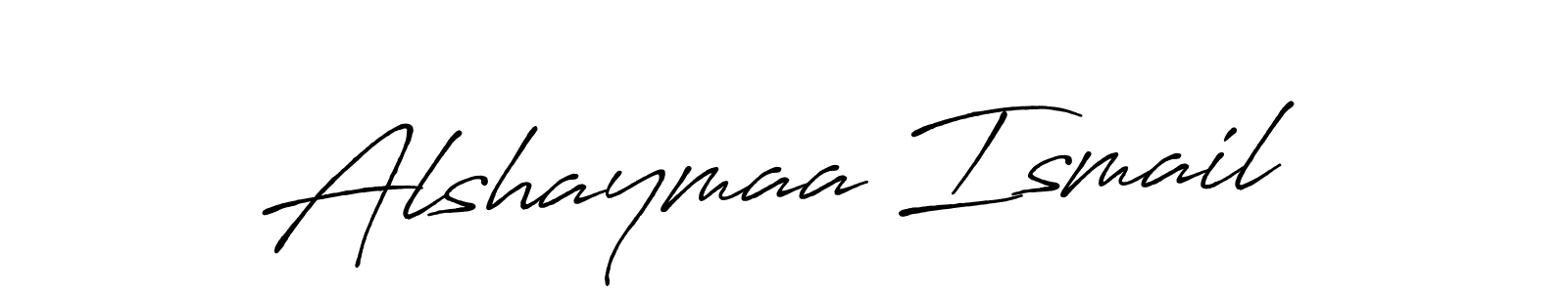 Antro_Vectra_Bolder is a professional signature style that is perfect for those who want to add a touch of class to their signature. It is also a great choice for those who want to make their signature more unique. Get Alshaymaa Ismail name to fancy signature for free. Alshaymaa Ismail signature style 7 images and pictures png