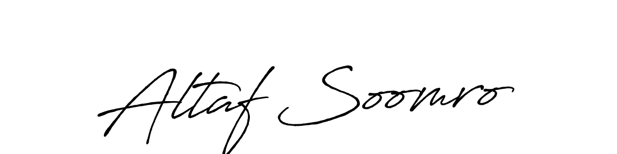 Create a beautiful signature design for name Altaf Soomro. With this signature (Antro_Vectra_Bolder) fonts, you can make a handwritten signature for free. Altaf Soomro signature style 7 images and pictures png