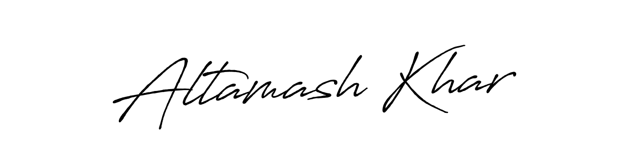 How to make Altamash Khar name signature. Use Antro_Vectra_Bolder style for creating short signs online. This is the latest handwritten sign. Altamash Khar signature style 7 images and pictures png