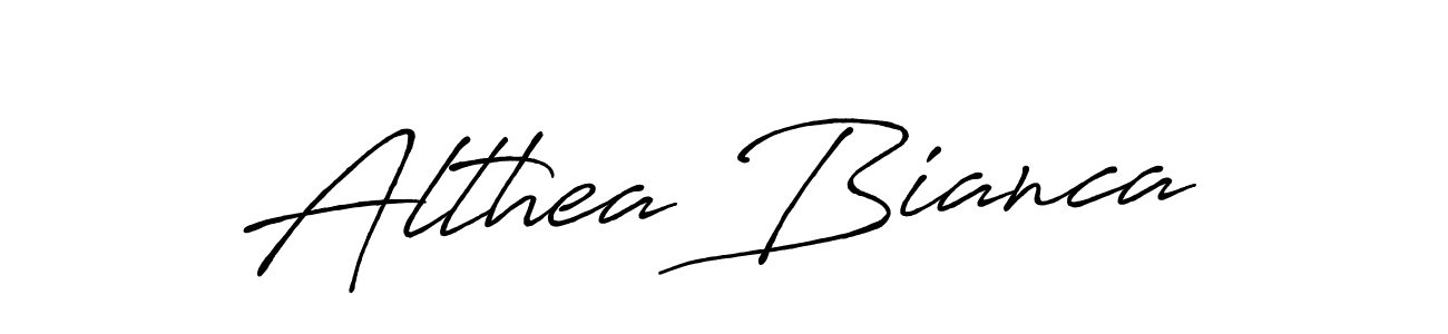Antro_Vectra_Bolder is a professional signature style that is perfect for those who want to add a touch of class to their signature. It is also a great choice for those who want to make their signature more unique. Get Althea Bianca name to fancy signature for free. Althea Bianca signature style 7 images and pictures png