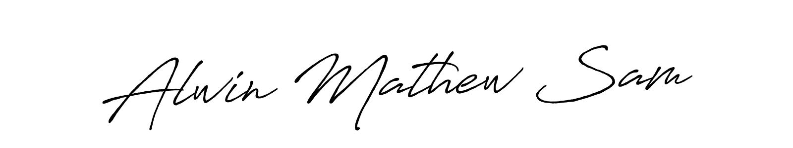 Make a beautiful signature design for name Alwin Mathew Sam. With this signature (Antro_Vectra_Bolder) style, you can create a handwritten signature for free. Alwin Mathew Sam signature style 7 images and pictures png