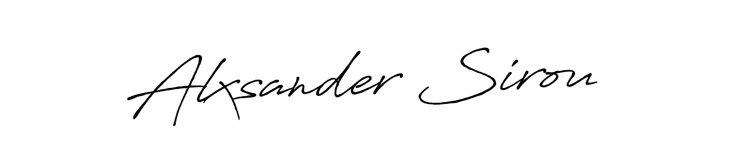 It looks lik you need a new signature style for name Alxsander Sirou. Design unique handwritten (Antro_Vectra_Bolder) signature with our free signature maker in just a few clicks. Alxsander Sirou signature style 7 images and pictures png