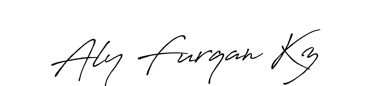 You should practise on your own different ways (Antro_Vectra_Bolder) to write your name (Aly Furqan Kz) in signature. don't let someone else do it for you. Aly Furqan Kz signature style 7 images and pictures png