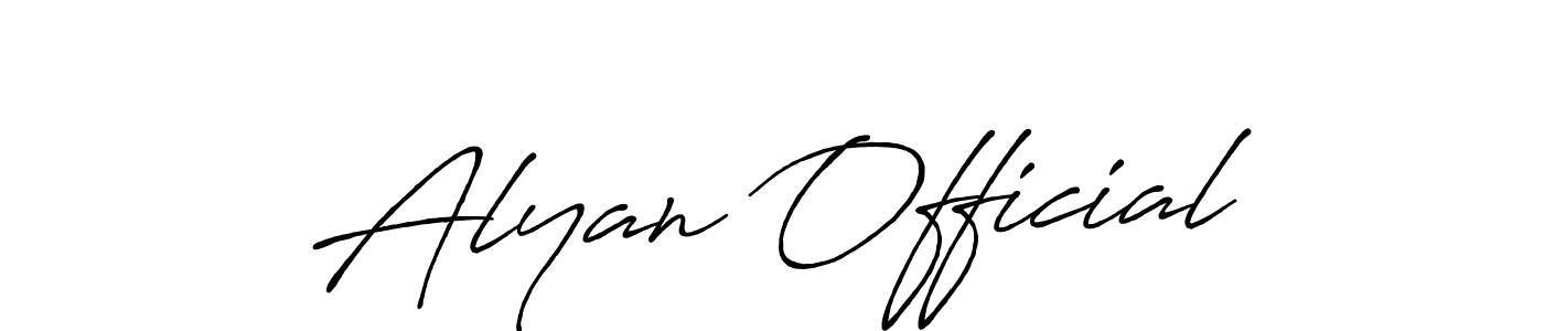 Make a beautiful signature design for name Alyan Official. With this signature (Antro_Vectra_Bolder) style, you can create a handwritten signature for free. Alyan Official signature style 7 images and pictures png