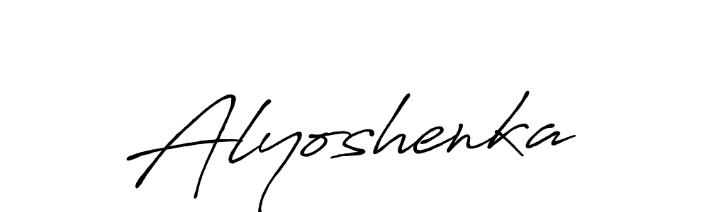 How to make Alyoshenka name signature. Use Antro_Vectra_Bolder style for creating short signs online. This is the latest handwritten sign. Alyoshenka signature style 7 images and pictures png