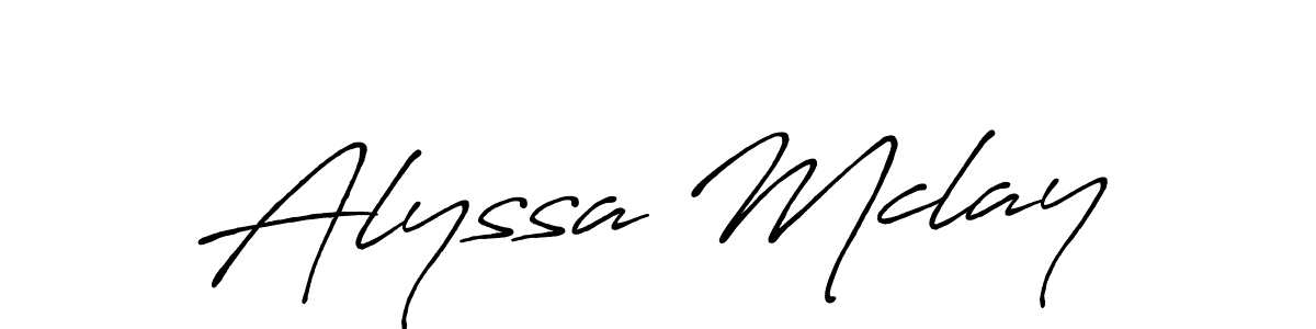 The best way (Antro_Vectra_Bolder) to make a short signature is to pick only two or three words in your name. The name Alyssa Mclay include a total of six letters. For converting this name. Alyssa Mclay signature style 7 images and pictures png