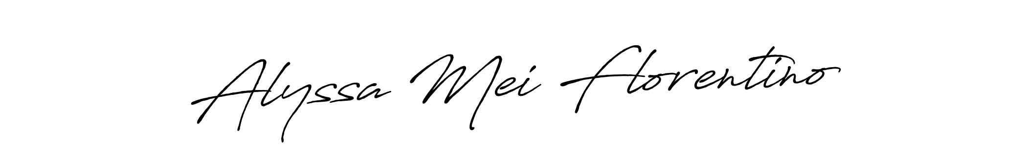 The best way (Antro_Vectra_Bolder) to make a short signature is to pick only two or three words in your name. The name Alyssa Mei Florentino include a total of six letters. For converting this name. Alyssa Mei Florentino signature style 7 images and pictures png