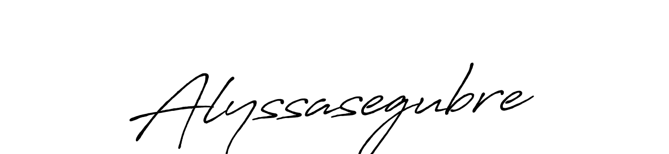 Make a beautiful signature design for name Alyssasegubre. With this signature (Antro_Vectra_Bolder) style, you can create a handwritten signature for free. Alyssasegubre signature style 7 images and pictures png