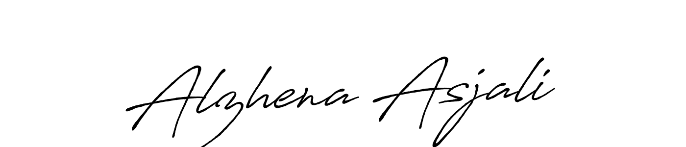 Make a beautiful signature design for name Alzhena Asjali. With this signature (Antro_Vectra_Bolder) style, you can create a handwritten signature for free. Alzhena Asjali signature style 7 images and pictures png