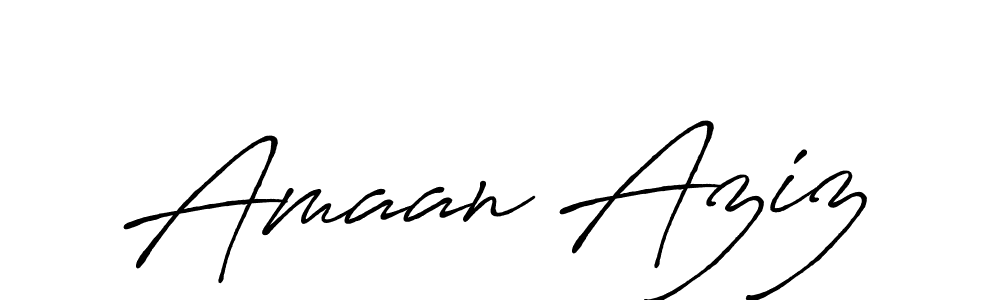 Use a signature maker to create a handwritten signature online. With this signature software, you can design (Antro_Vectra_Bolder) your own signature for name Amaan Aziz. Amaan Aziz signature style 7 images and pictures png