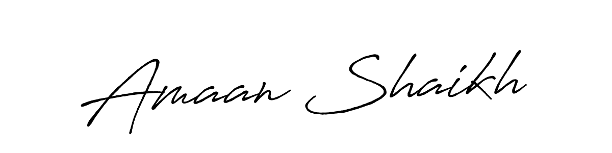 Use a signature maker to create a handwritten signature online. With this signature software, you can design (Antro_Vectra_Bolder) your own signature for name Amaan Shaikh. Amaan Shaikh signature style 7 images and pictures png