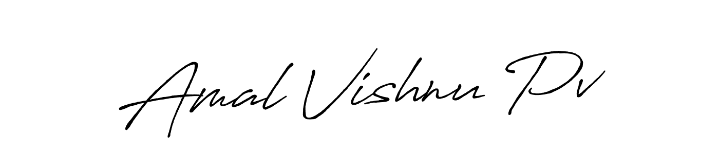 How to make Amal Vishnu Pv name signature. Use Antro_Vectra_Bolder style for creating short signs online. This is the latest handwritten sign. Amal Vishnu Pv signature style 7 images and pictures png