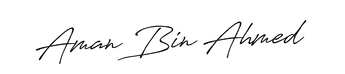 Create a beautiful signature design for name Aman Bin Ahmed. With this signature (Antro_Vectra_Bolder) fonts, you can make a handwritten signature for free. Aman Bin Ahmed signature style 7 images and pictures png