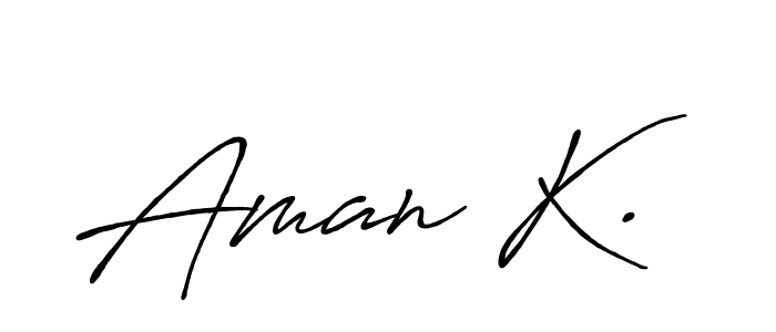 Use a signature maker to create a handwritten signature online. With this signature software, you can design (Antro_Vectra_Bolder) your own signature for name Aman K.. Aman K. signature style 7 images and pictures png