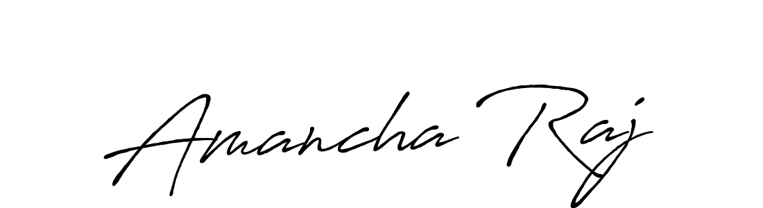 How to make Amancha Raj name signature. Use Antro_Vectra_Bolder style for creating short signs online. This is the latest handwritten sign. Amancha Raj signature style 7 images and pictures png