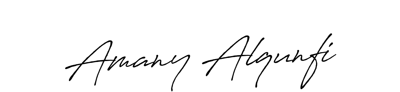 Make a beautiful signature design for name Amany Alqunfi. With this signature (Antro_Vectra_Bolder) style, you can create a handwritten signature for free. Amany Alqunfi signature style 7 images and pictures png