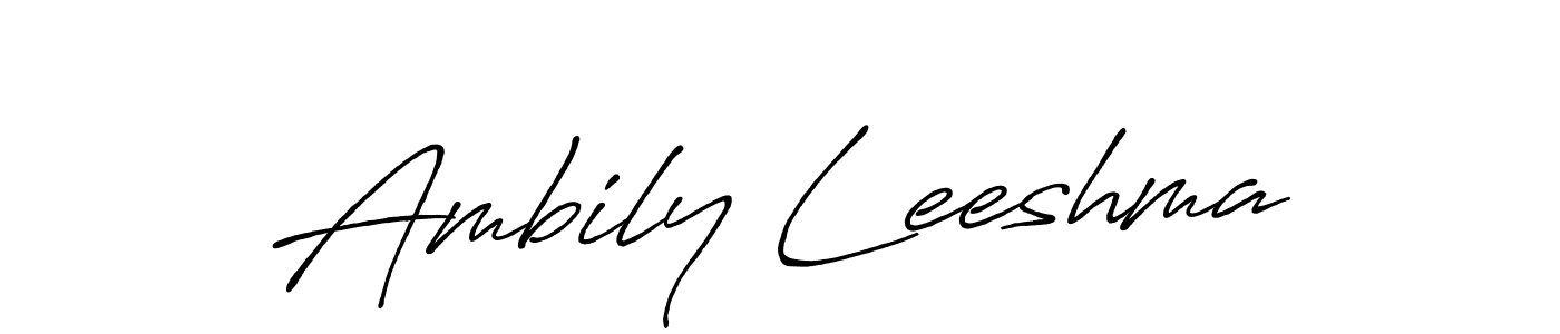 Make a beautiful signature design for name Ambily Leeshma. With this signature (Antro_Vectra_Bolder) style, you can create a handwritten signature for free. Ambily Leeshma signature style 7 images and pictures png