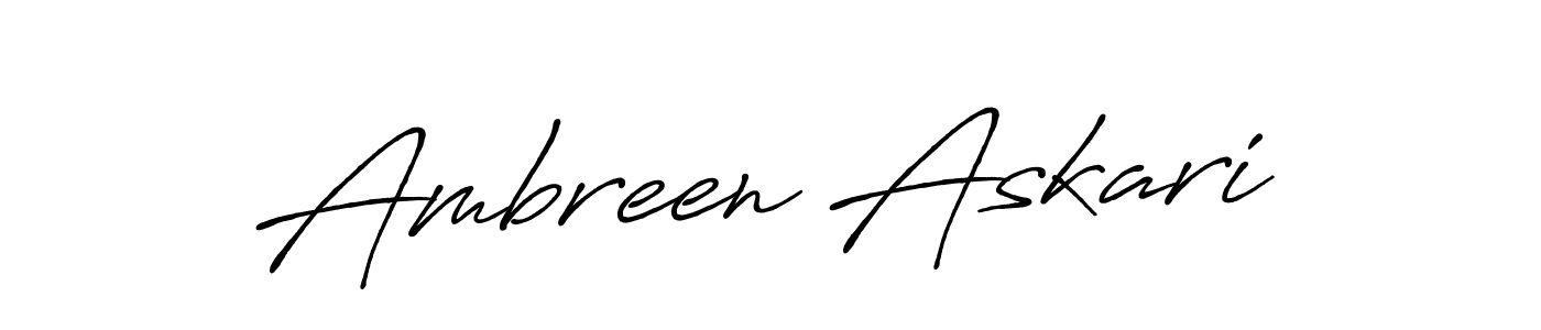 How to make Ambreen Askari name signature. Use Antro_Vectra_Bolder style for creating short signs online. This is the latest handwritten sign. Ambreen Askari signature style 7 images and pictures png