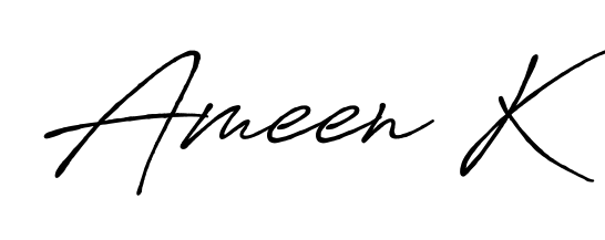 Transform the name Ameen K into a signature masterpiece using Antro_Vectra_Bolder font. Ideal for photographers, artists, and creators looking for watermarks. Ameen K signature style 7 images and pictures png