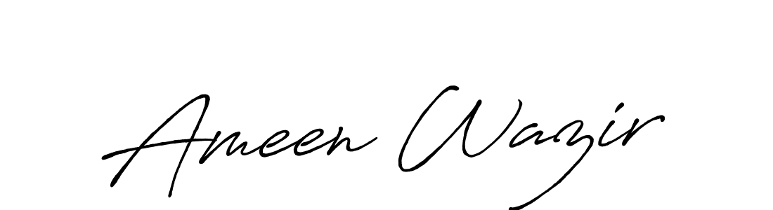 Also we have Ameen Wazir name is the best signature style. Create professional handwritten signature collection using Antro_Vectra_Bolder autograph style. Ameen Wazir signature style 7 images and pictures png