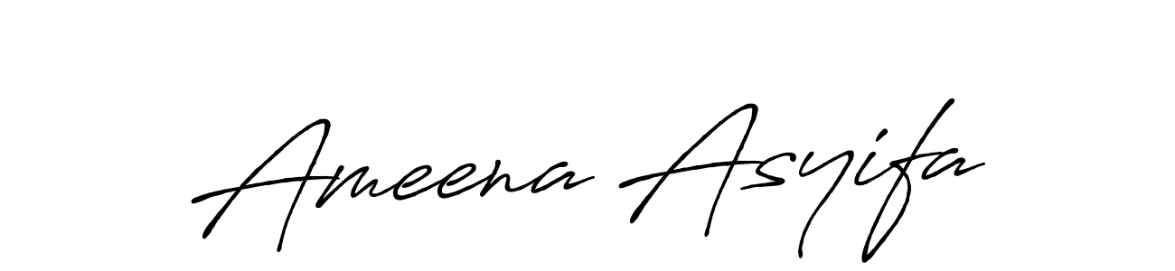 The best way (Antro_Vectra_Bolder) to make a short signature is to pick only two or three words in your name. The name Ameena Asyifa include a total of six letters. For converting this name. Ameena Asyifa signature style 7 images and pictures png
