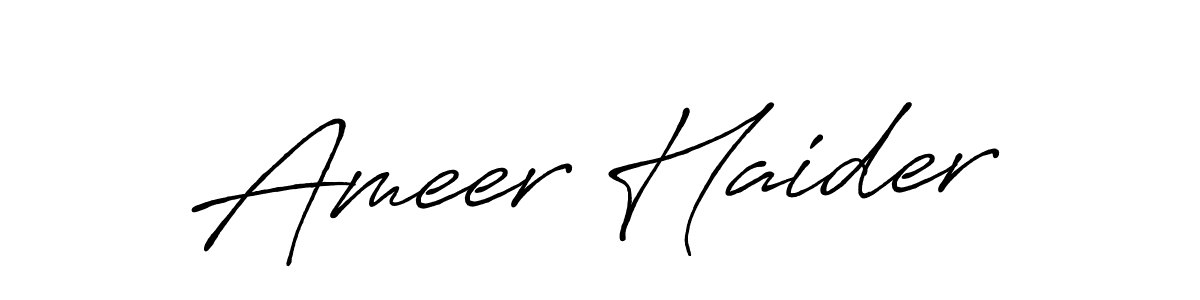 How to make Ameer Haider name signature. Use Antro_Vectra_Bolder style for creating short signs online. This is the latest handwritten sign. Ameer Haider signature style 7 images and pictures png