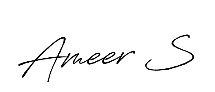How to make Ameer S name signature. Use Antro_Vectra_Bolder style for creating short signs online. This is the latest handwritten sign. Ameer S signature style 7 images and pictures png