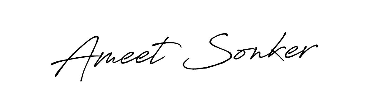 if you are searching for the best signature style for your name Ameet Sonker. so please give up your signature search. here we have designed multiple signature styles  using Antro_Vectra_Bolder. Ameet Sonker signature style 7 images and pictures png