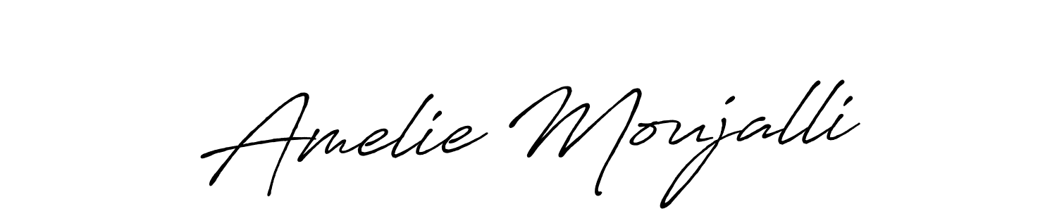 Make a beautiful signature design for name Amelie Moujalli. With this signature (Antro_Vectra_Bolder) style, you can create a handwritten signature for free. Amelie Moujalli signature style 7 images and pictures png