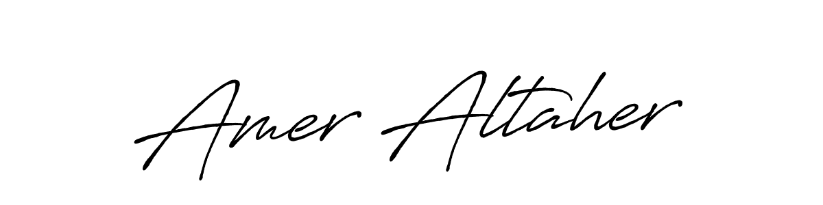 Create a beautiful signature design for name Amer Altaher. With this signature (Antro_Vectra_Bolder) fonts, you can make a handwritten signature for free. Amer Altaher signature style 7 images and pictures png