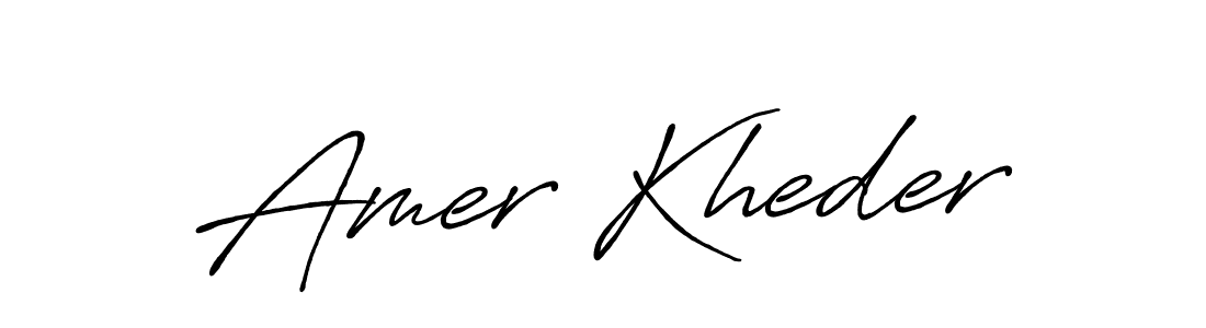 Amer Kheder stylish signature style. Best Handwritten Sign (Antro_Vectra_Bolder) for my name. Handwritten Signature Collection Ideas for my name Amer Kheder. Amer Kheder signature style 7 images and pictures png