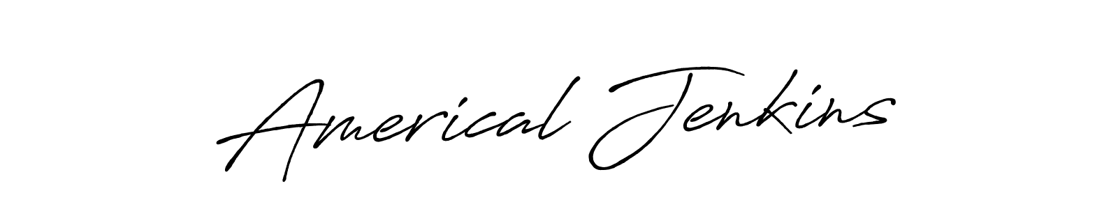 How to make Americal Jenkins name signature. Use Antro_Vectra_Bolder style for creating short signs online. This is the latest handwritten sign. Americal Jenkins signature style 7 images and pictures png