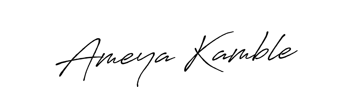 How to make Ameya Kamble name signature. Use Antro_Vectra_Bolder style for creating short signs online. This is the latest handwritten sign. Ameya Kamble signature style 7 images and pictures png