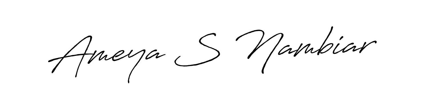 The best way (Antro_Vectra_Bolder) to make a short signature is to pick only two or three words in your name. The name Ameya S Nambiar include a total of six letters. For converting this name. Ameya S Nambiar signature style 7 images and pictures png