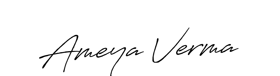 How to make Ameya Verma name signature. Use Antro_Vectra_Bolder style for creating short signs online. This is the latest handwritten sign. Ameya Verma signature style 7 images and pictures png