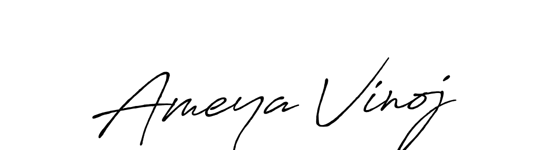 How to make Ameya Vinoj name signature. Use Antro_Vectra_Bolder style for creating short signs online. This is the latest handwritten sign. Ameya Vinoj signature style 7 images and pictures png