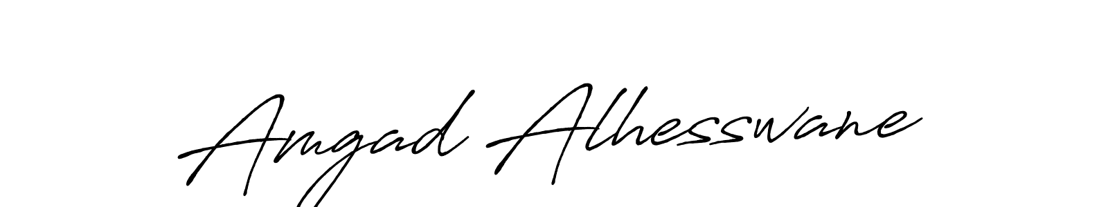 How to make Amgad Alhesswane name signature. Use Antro_Vectra_Bolder style for creating short signs online. This is the latest handwritten sign. Amgad Alhesswane signature style 7 images and pictures png