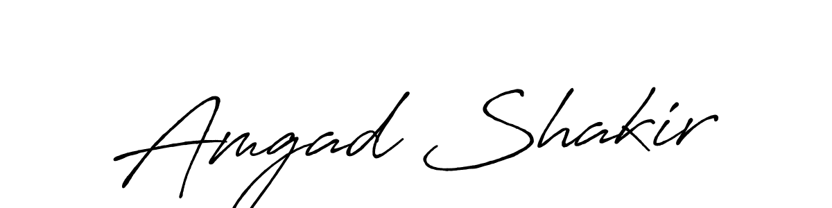 Make a beautiful signature design for name Amgad Shakir. With this signature (Antro_Vectra_Bolder) style, you can create a handwritten signature for free. Amgad Shakir signature style 7 images and pictures png