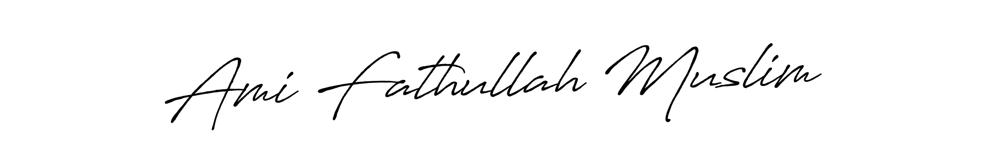 Create a beautiful signature design for name Ami Fathullah Muslim. With this signature (Antro_Vectra_Bolder) fonts, you can make a handwritten signature for free. Ami Fathullah Muslim signature style 7 images and pictures png