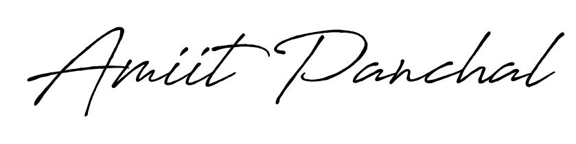 Give your name Amiit Panchal an exquisite flair with the Antro_Vectra_Bolder script font. Ideal for contracts, resumes, and formal letterheads. Amiit Panchal signature style 7 images and pictures png