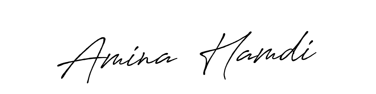 Create a beautiful signature design for name Amina  Hamdi. With this signature (Antro_Vectra_Bolder) fonts, you can make a handwritten signature for free. Amina  Hamdi signature style 7 images and pictures png