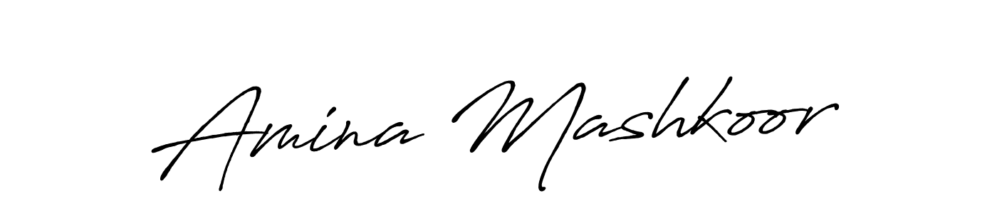 Create a beautiful signature design for name Amina Mashkoor. With this signature (Antro_Vectra_Bolder) fonts, you can make a handwritten signature for free. Amina Mashkoor signature style 7 images and pictures png