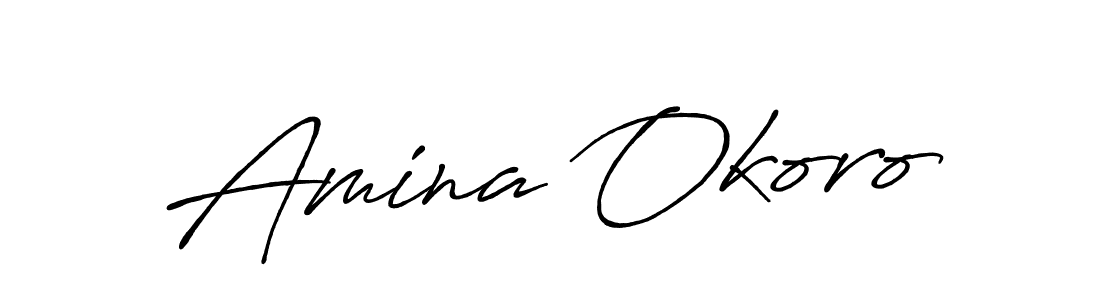 if you are searching for the best signature style for your name Amina Okoro. so please give up your signature search. here we have designed multiple signature styles  using Antro_Vectra_Bolder. Amina Okoro signature style 7 images and pictures png