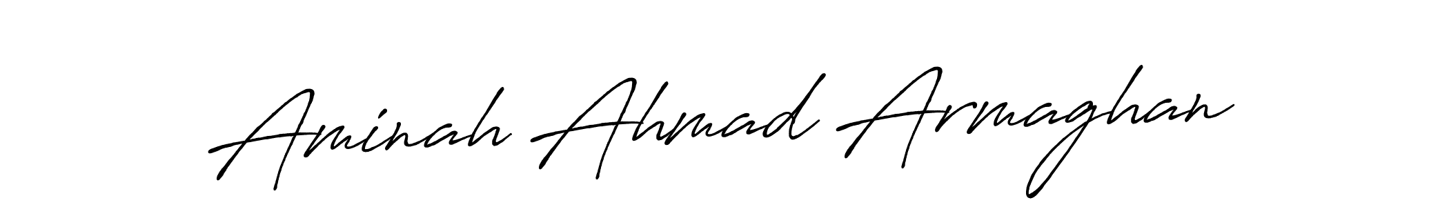 Make a beautiful signature design for name Aminah Ahmad Armaghan. With this signature (Antro_Vectra_Bolder) style, you can create a handwritten signature for free. Aminah Ahmad Armaghan signature style 7 images and pictures png